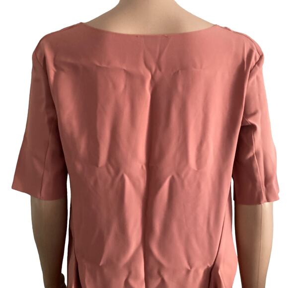 COS Blouse Womens Size 4 Hi Lo Short Sleeve Back Drape Salmon Pink - Picture 11 of 13